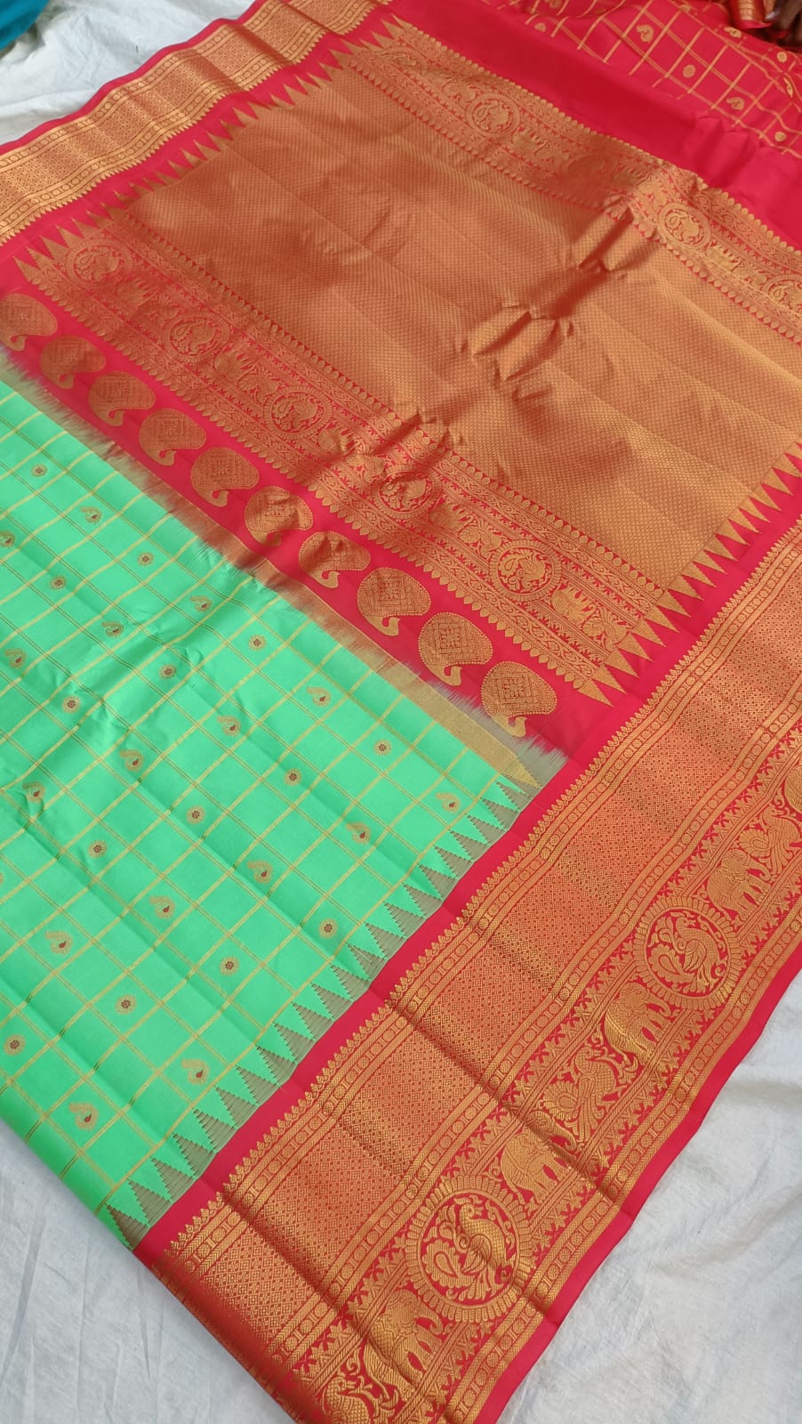 Gadwal kanchi boder PL Pure silk plain butta with blouse sarees 190325 S1