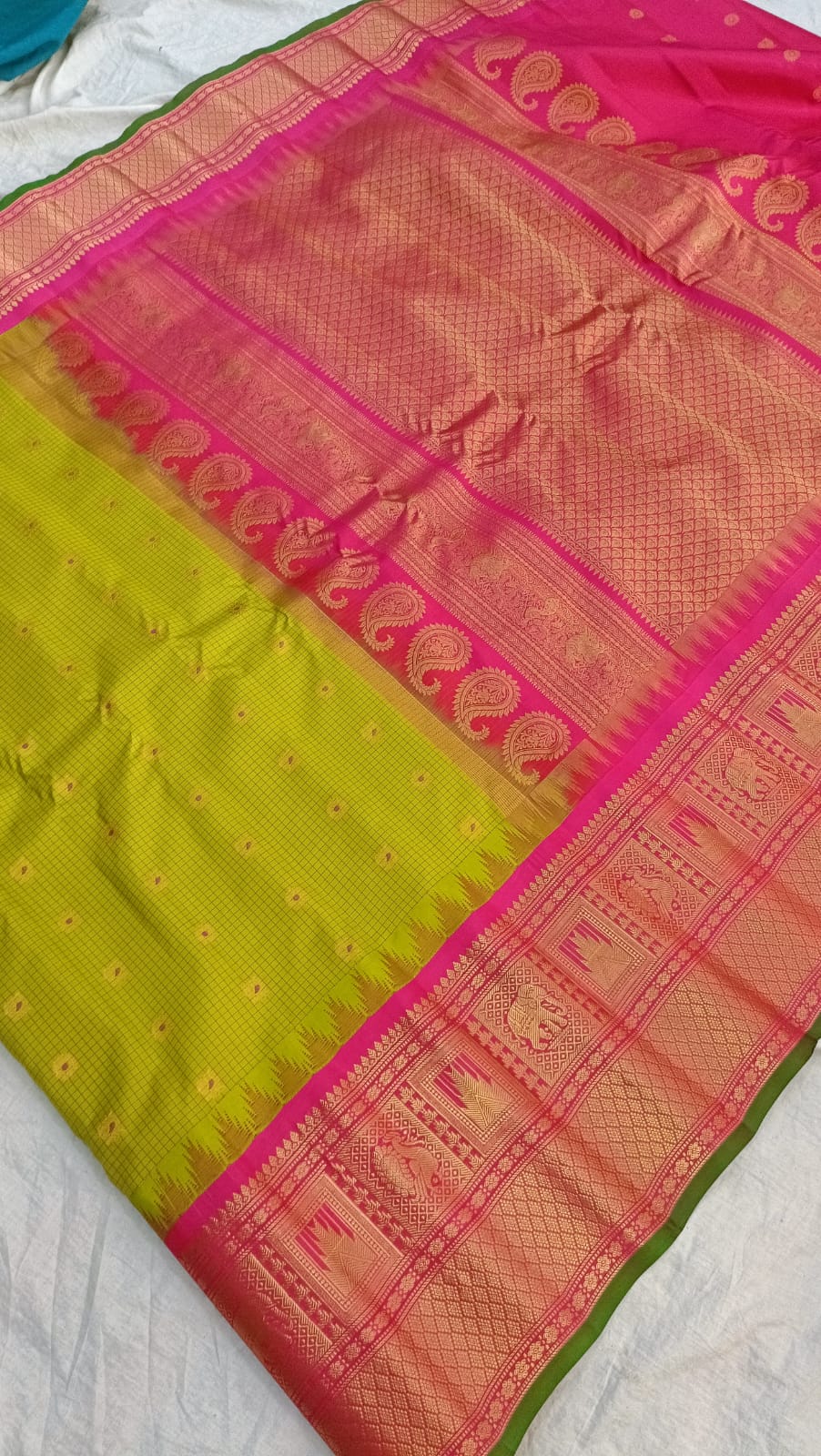 Gadwal kanchi boder PL Pure silk plain butta with blouse sarees 190325 S1