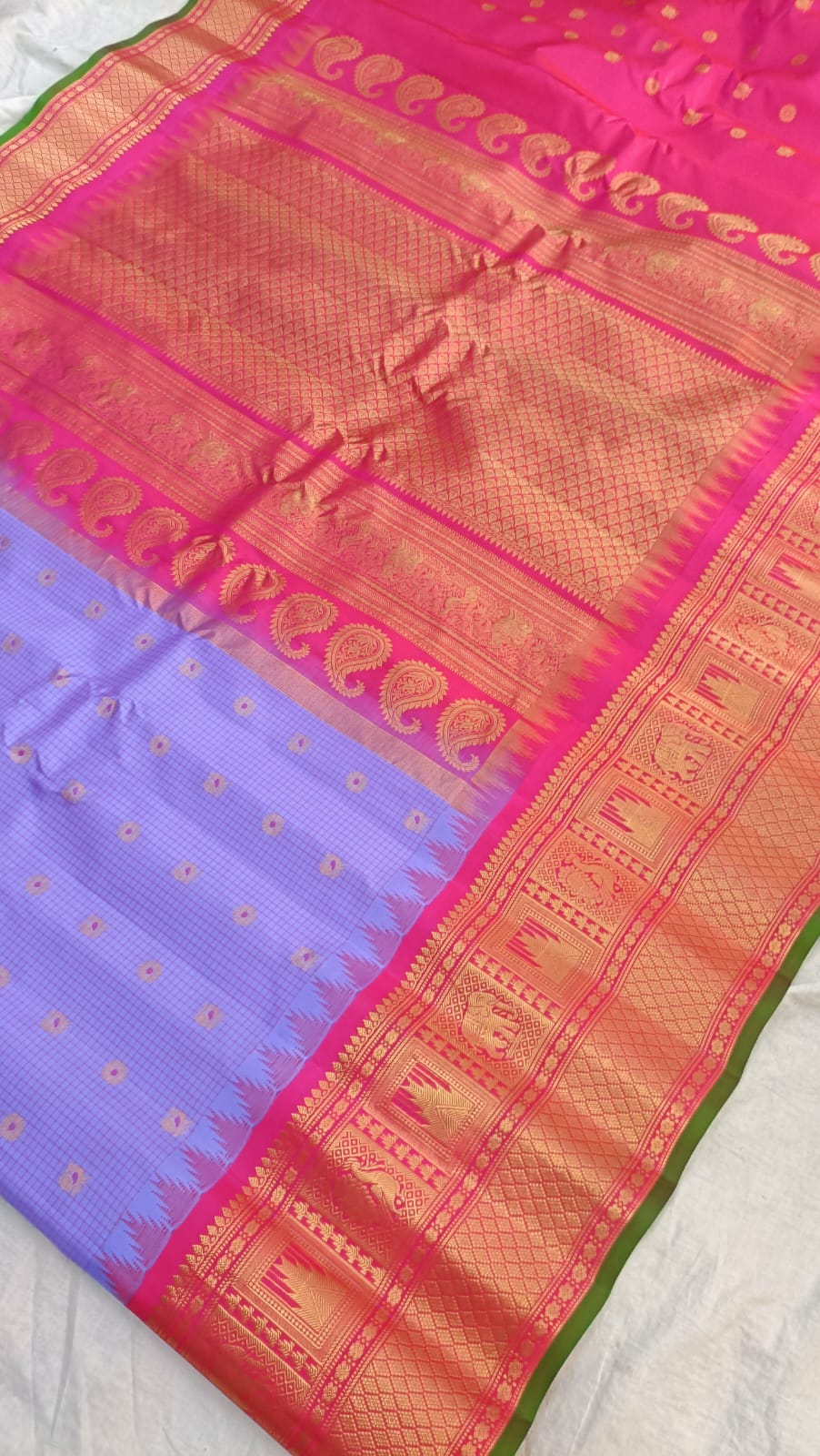 Gadwal kanchi boder PL Pure silk plain butta with blouse sarees 190325 S1
