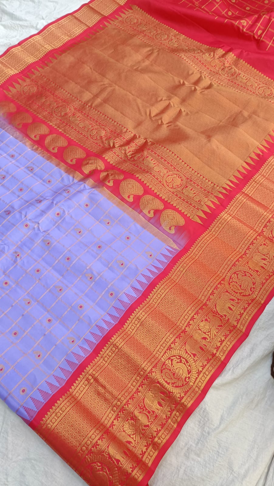 Gadwal kanchi boder PL Pure silk plain butta with blouse sarees 190325 S1