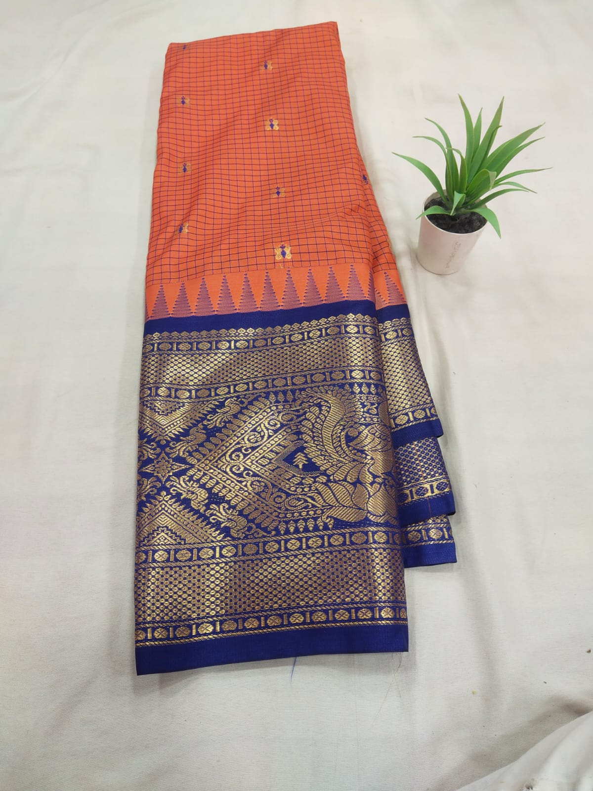 Gadwal Mixed Silk Kanchi Border With Blouse Sarees 010425 S1
