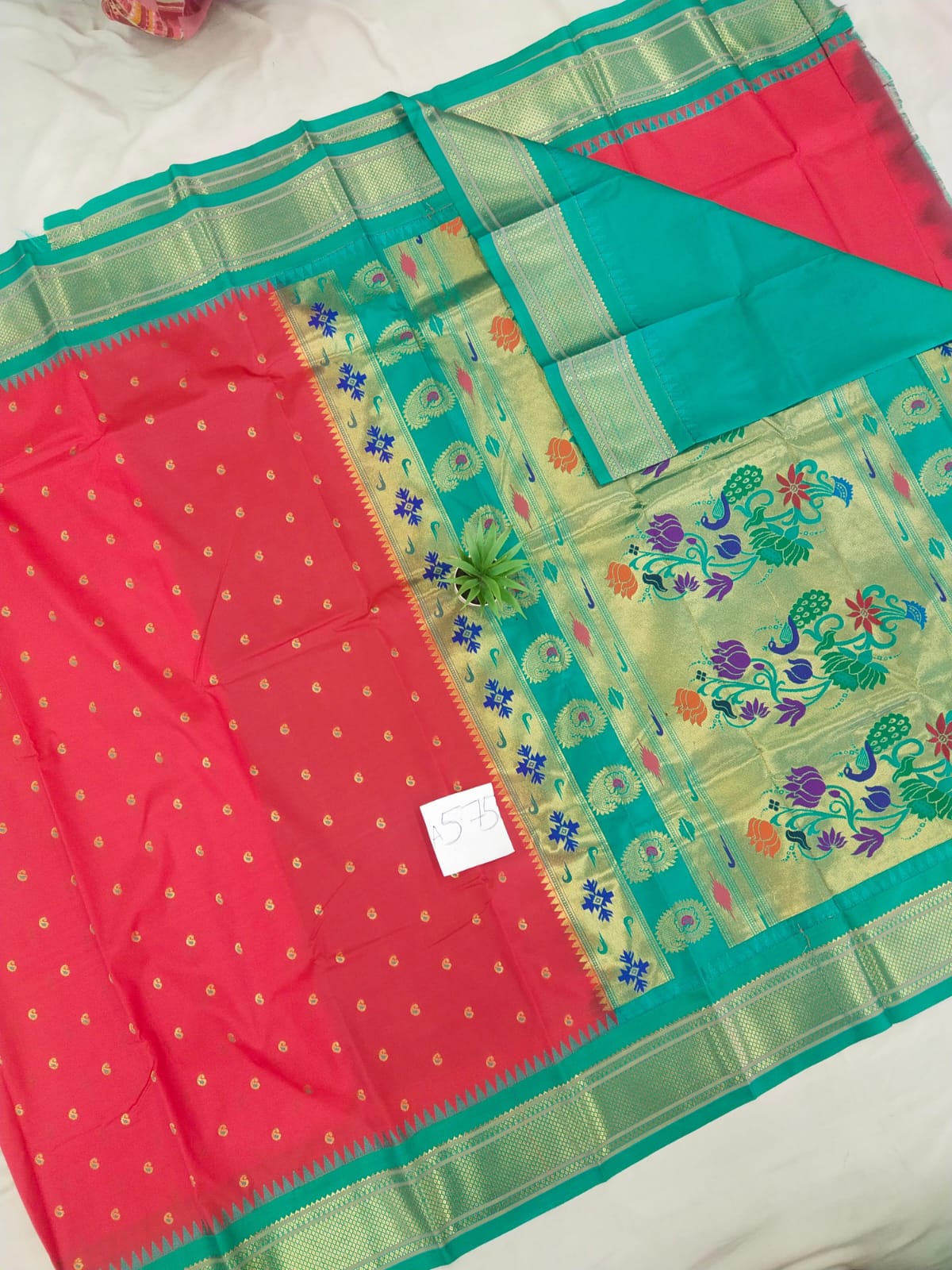 Gadwal mixed silk paithani pallu with blouse sarees 010825 S2