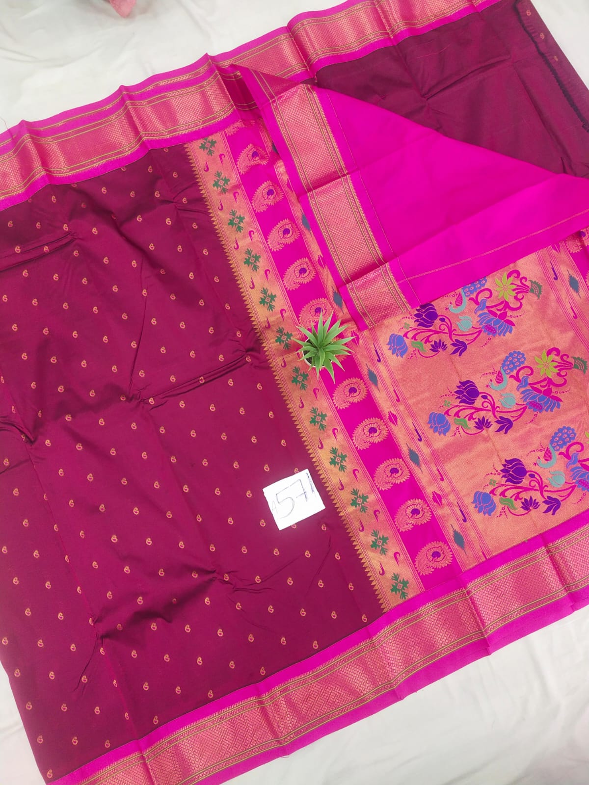 Gadwal mixed silk paithani pallu with blouse sarees 010825 S2