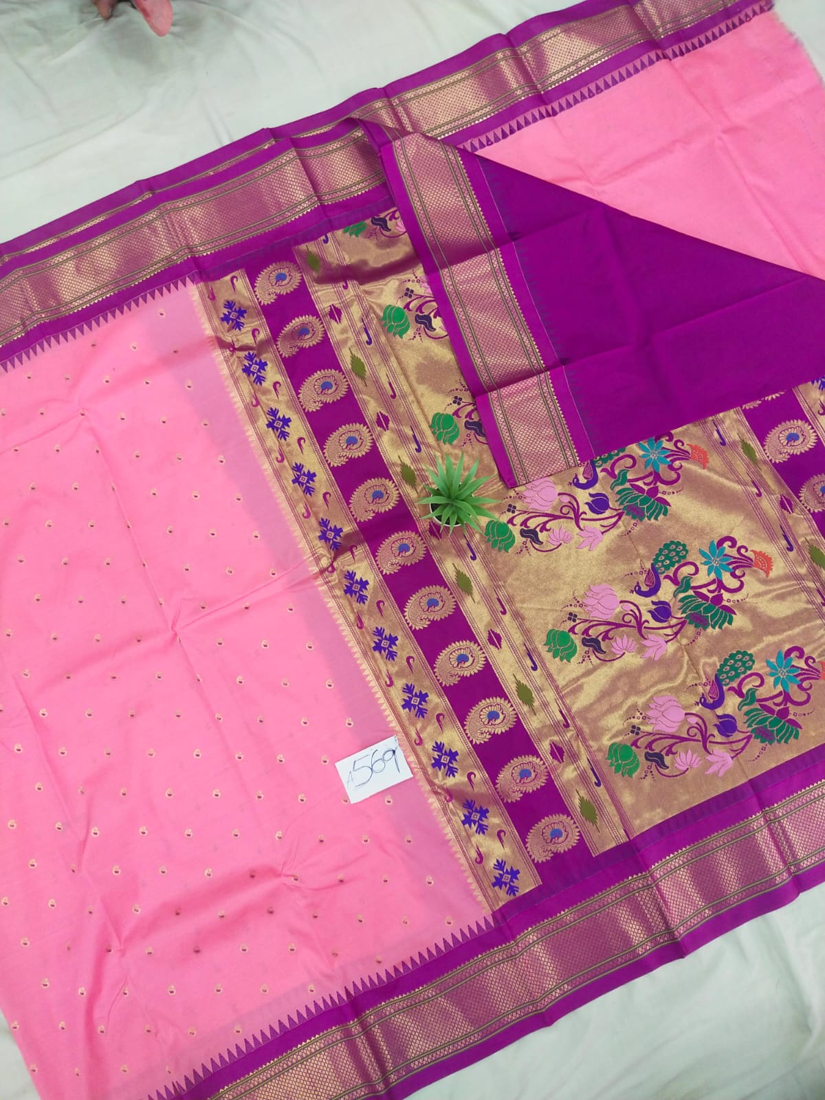 Gadwal mixed silk paithani pallu with blouse sarees 010825 S2