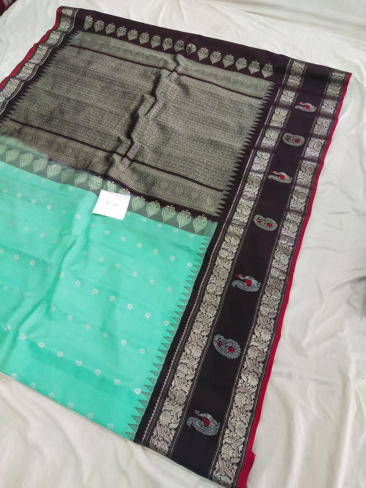 Gadwal pure pattu border Butta with blouse sarees 030825 S2 B