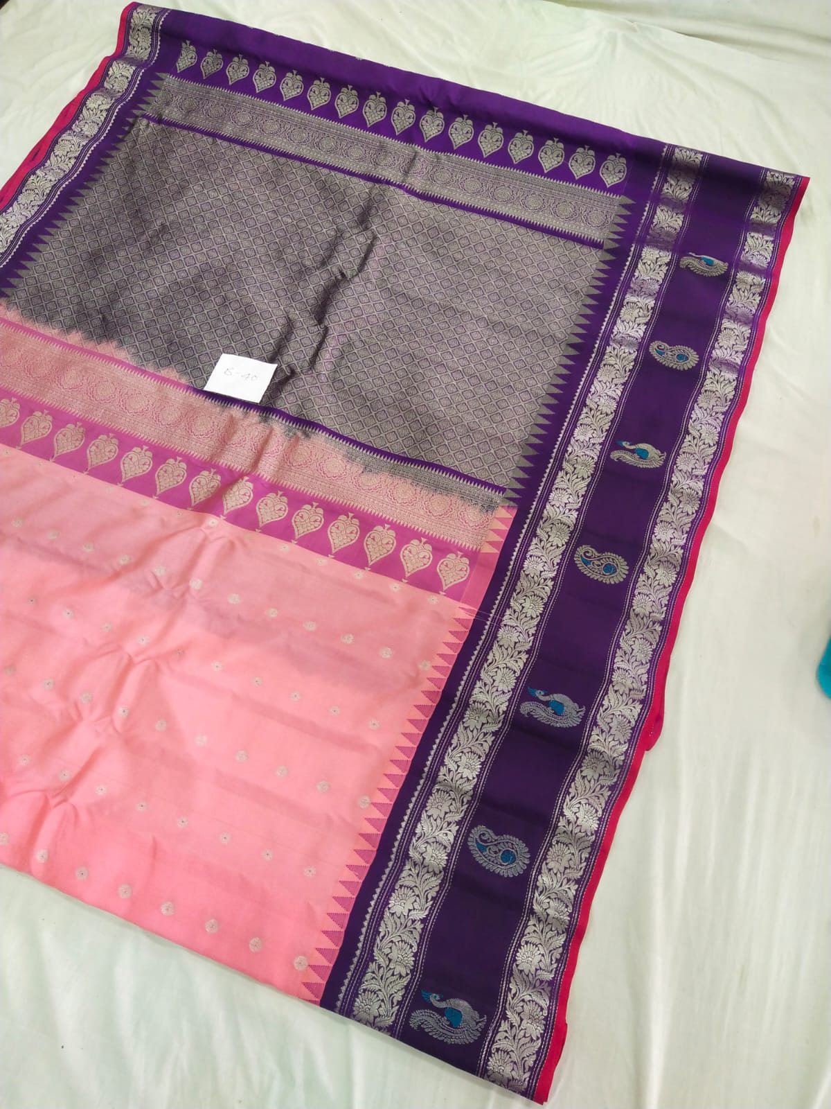 Gadwal pure pattu border Butta with blouse sarees 030825 S2 B