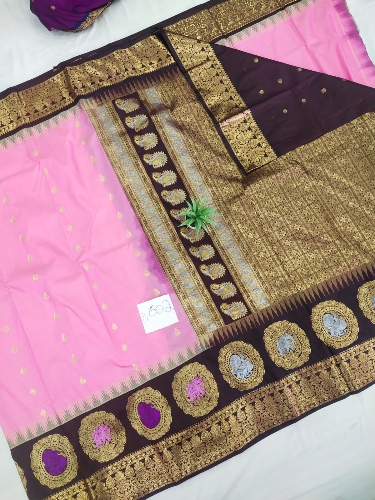 Gadwal semi pattu Meena butta with blouse sarees 060825 S2 B