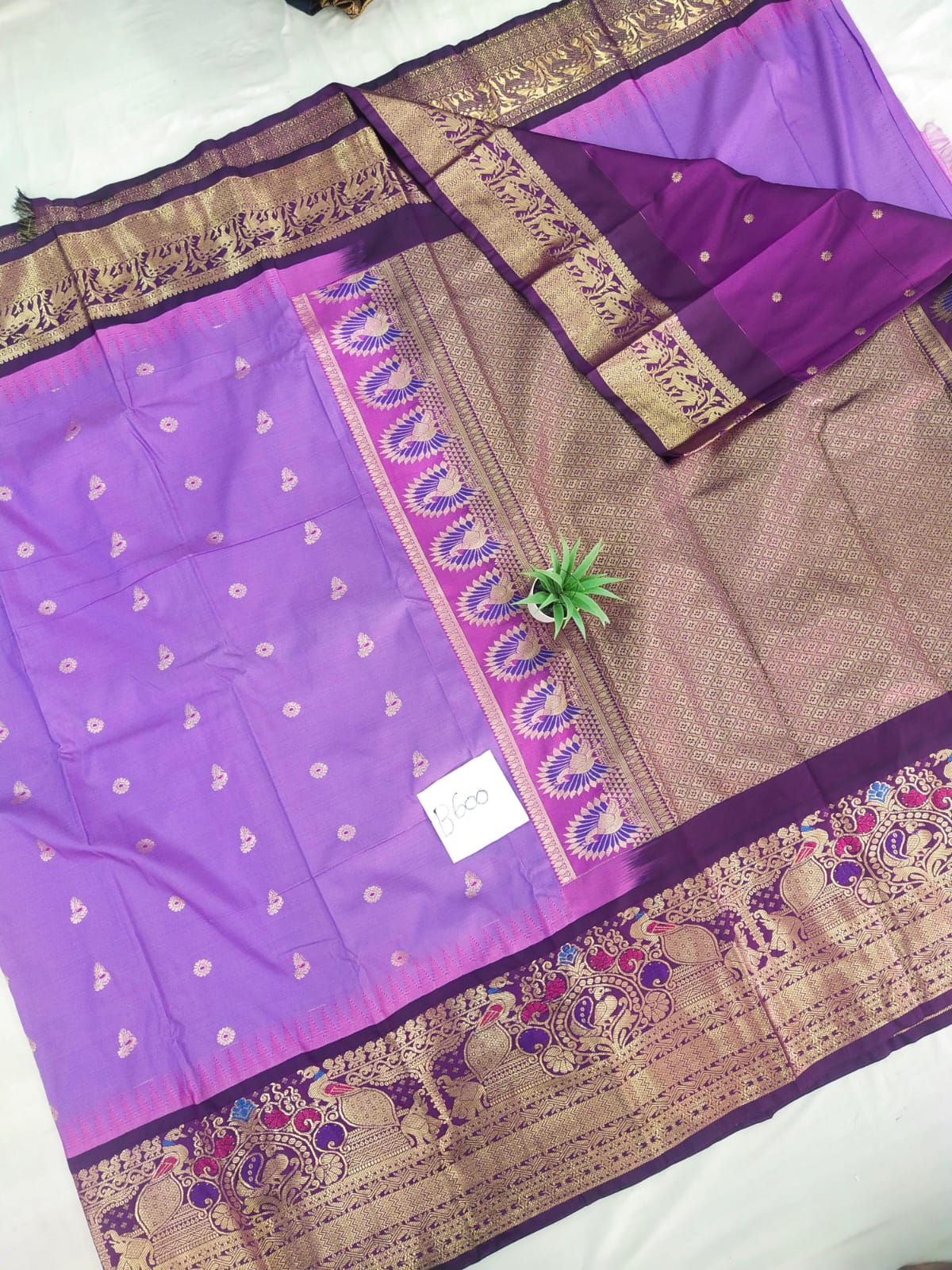 Gadwal semi pattu Meena butta with blouse sarees 060825 S2 B