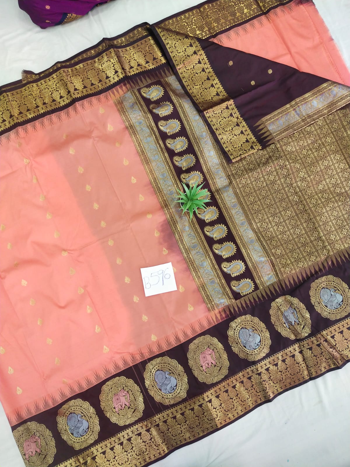 Gadwal semi pattu Meena butta with blouse sarees 060825 S2 B