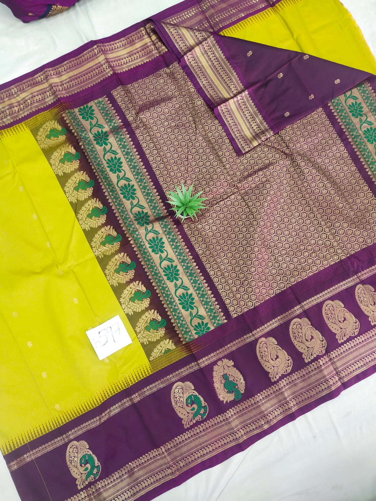 Gadwal semi pattu Meena butta with blouse sarees 060825 S2 B