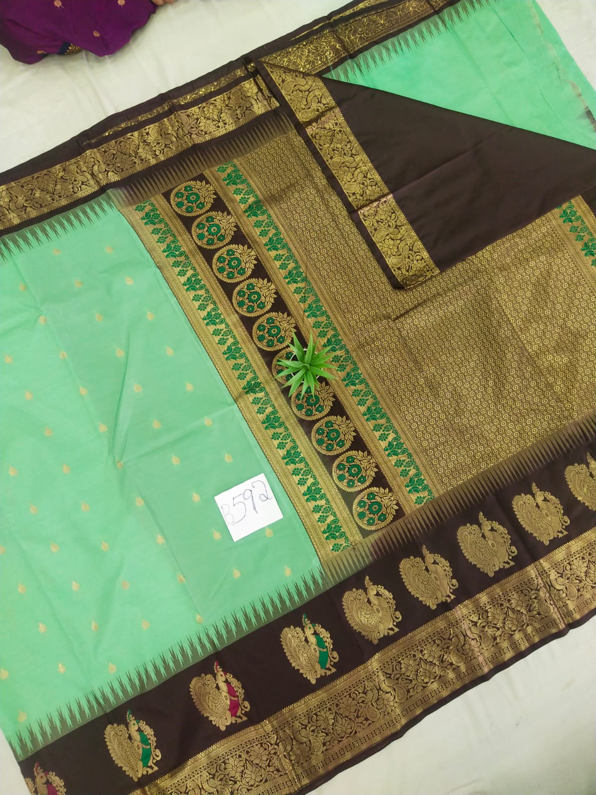Gadwal semi pattu Meena butta with blouse sarees 060825 S2 B