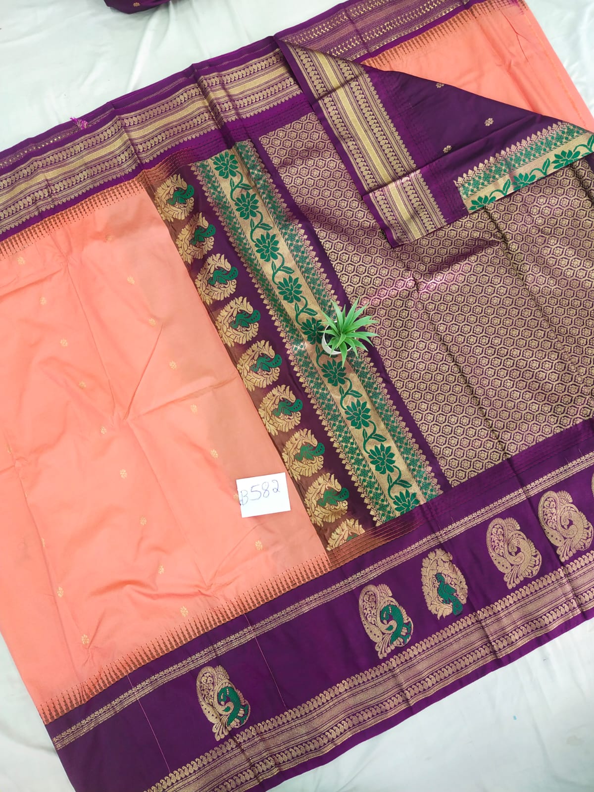 Gadwal semi pattu Meena butta with blouse sarees 060825 S2 B