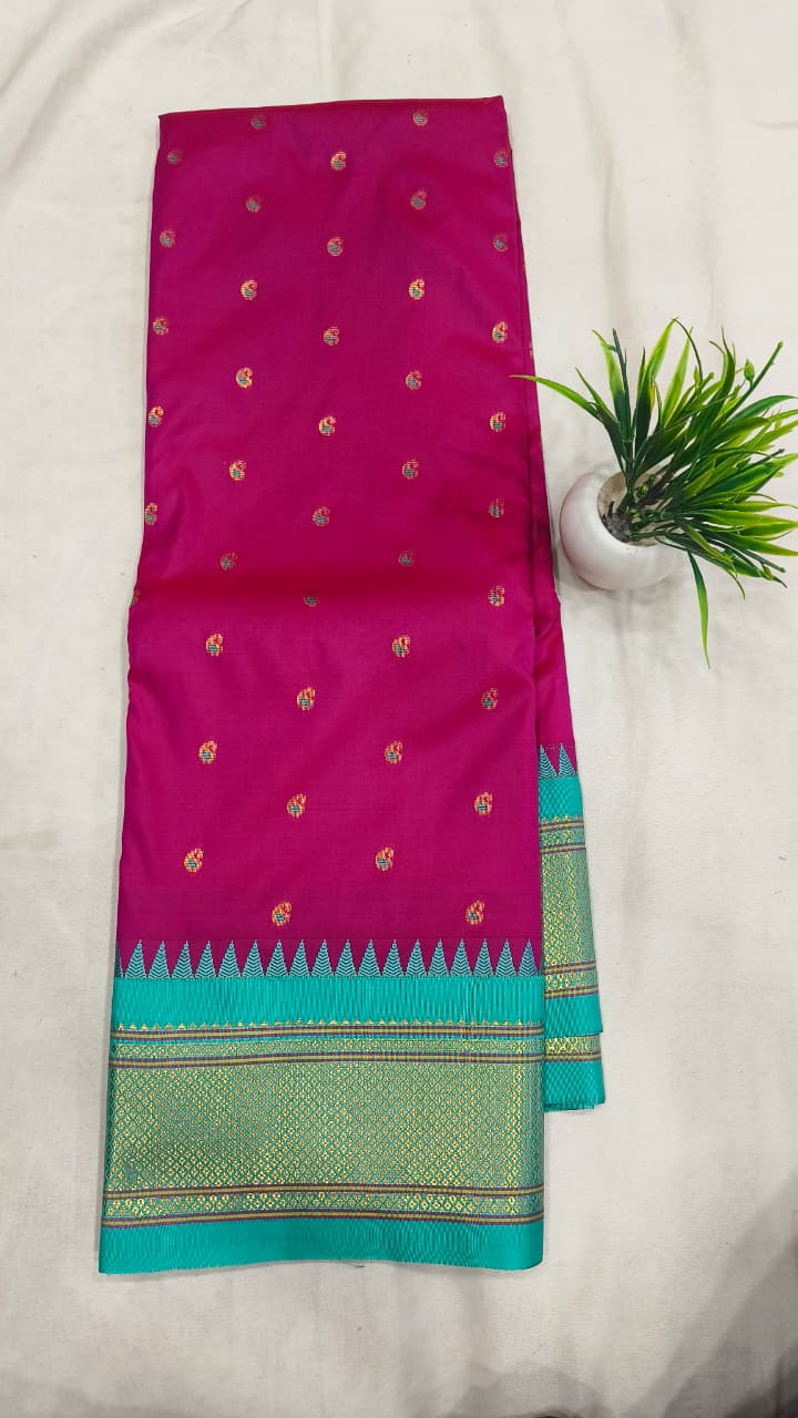 Gadwal mixed silk paithani pallu with blouse sarees 251025