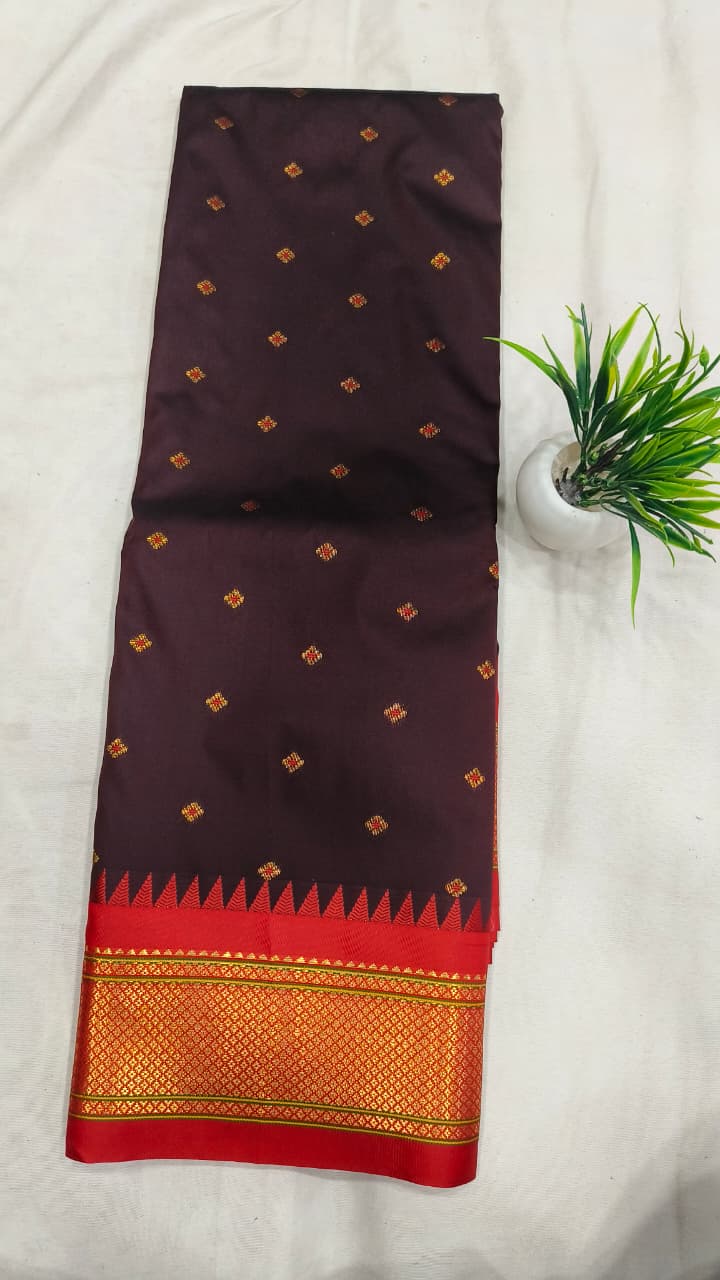Gadwal mixed silk paithani pallu with blouse sarees 251025