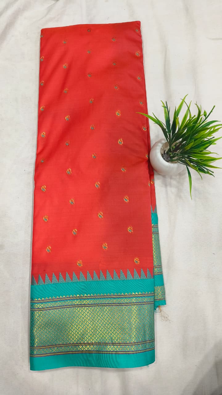 Gadwal mixed silk paithani pallu with blouse sarees 251025