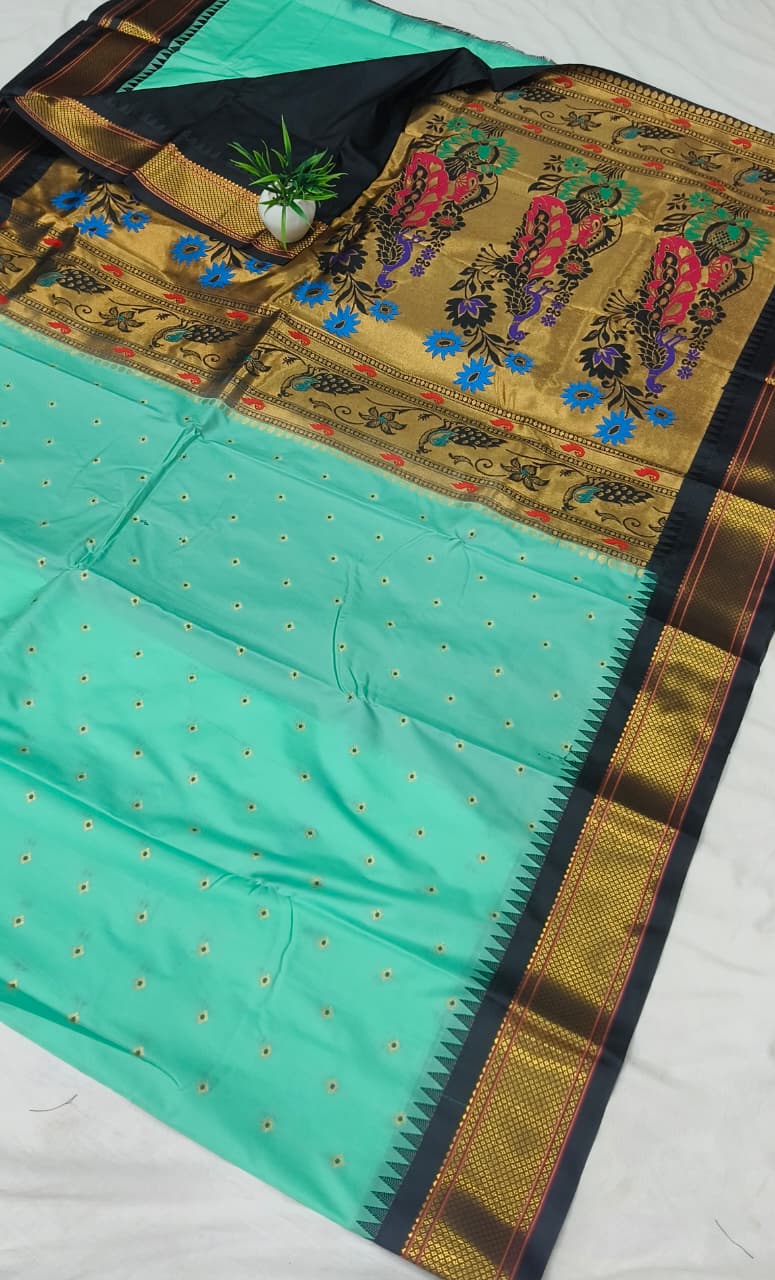 Gadwal mixed silk paithani pallu with blouse sarees 311025