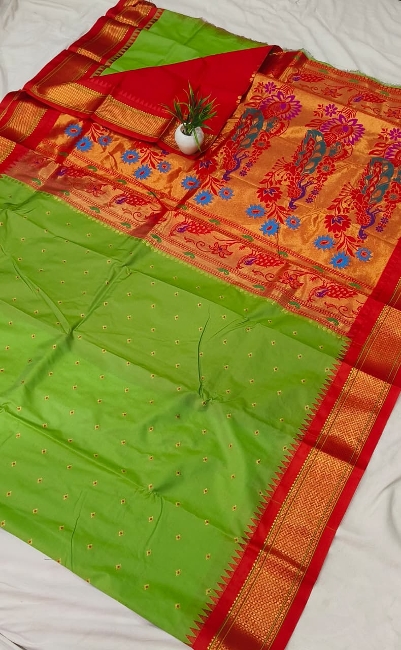 Gadwal mixed silk paithani pallu with blouse sarees 311025