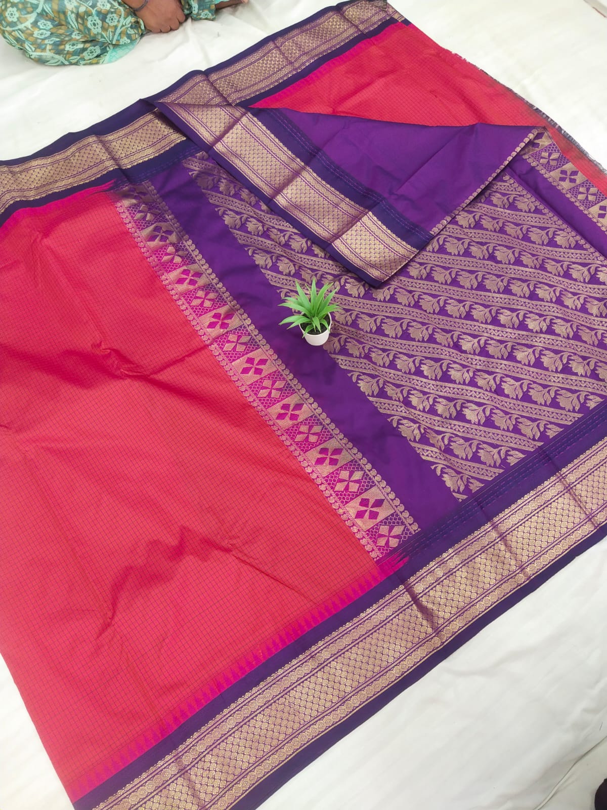 Gadwal mixed silk small boder with blouse sares 141125