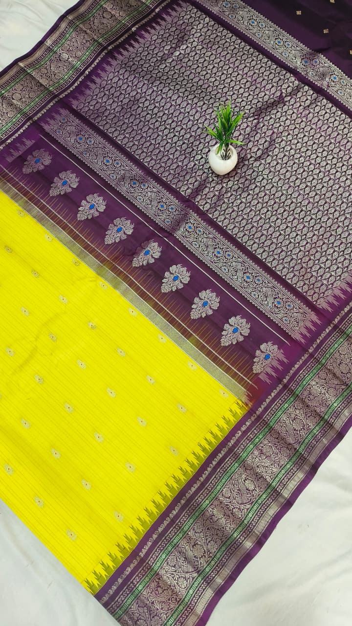 Gadwal pure pattu kanchi jari with blouse silver boder 151125