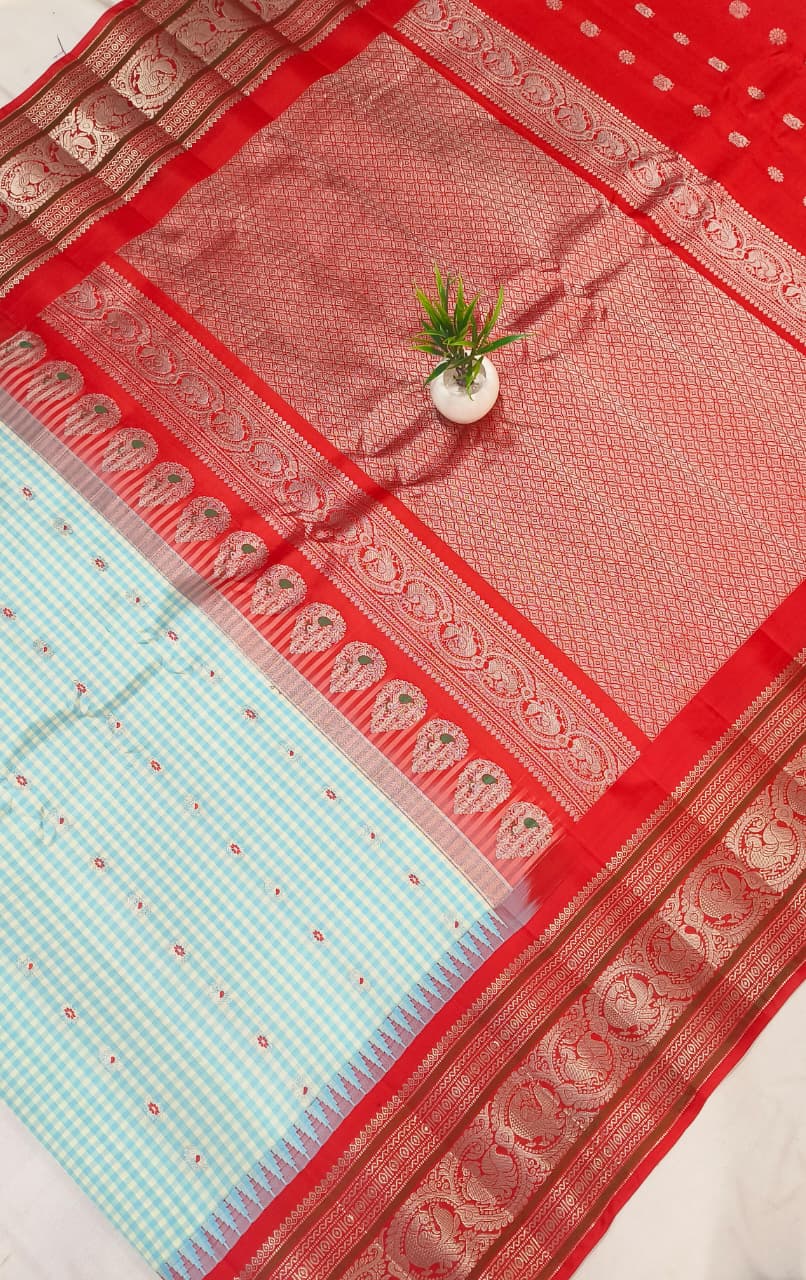 Gadwal pure pattu kanchi jari with blouse silver boder 151125