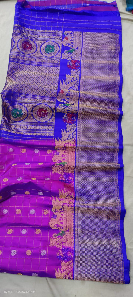 Gadwal Handloom Pure Silk Turning Border S1