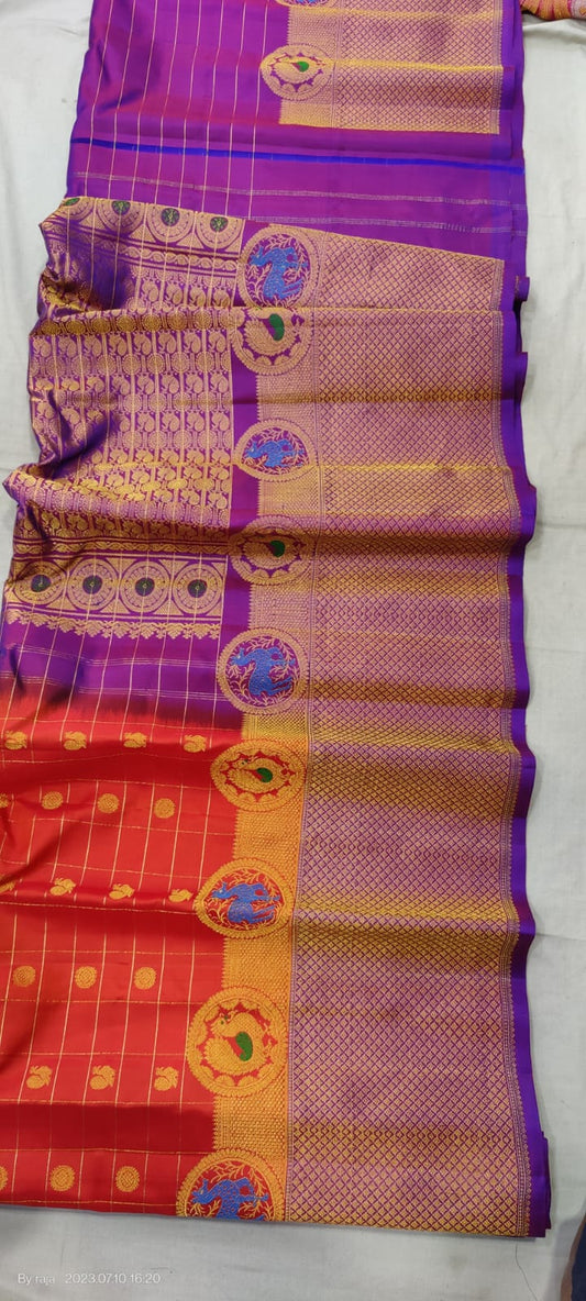 Gadwal Handloom Pure Silk Turning Border S1