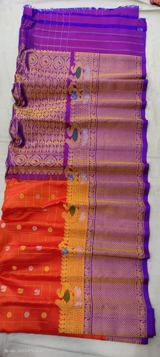 Gadwal Handloom Pure Silk Turning Border S1