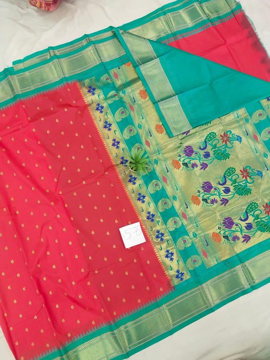 Gadwal mixed silk paithani pallu with blouse sarees 010825  S2
