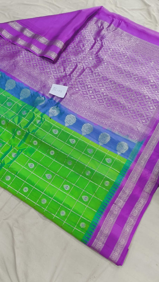Gadwal pure pattu gap border with blouse sarees 010825 S2 B