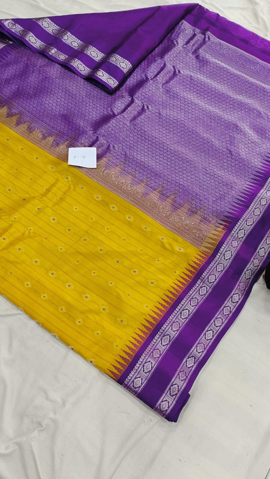 Gadwal pure pattu gap border with blouse sarees 010825 S2 B