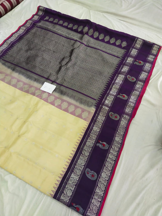 Gadwal pure pattu border Butta with blouse sarees 030825 S2 B