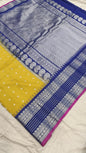 Gadwal pure pattu silver jari border with blouse sarees 080825 S1 B