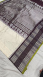 Gadwal pure pattu silver jari border with blouse sarees 080825 S1 B