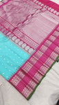 Gadwal pure pattu silver jari border with blouse sarees 080825 S1 B