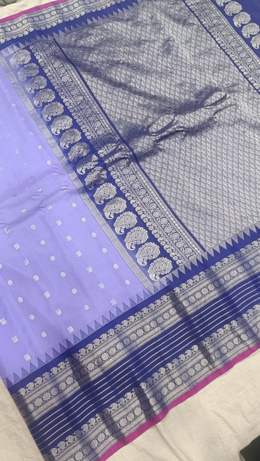 Gadwal pure pattu silver jari border with blouse sarees 080825 S1 B
