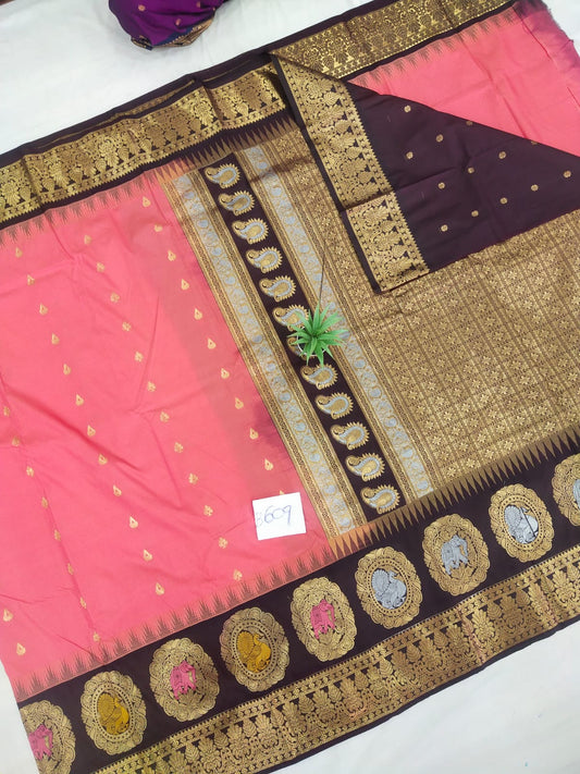 Gadwal semi pattu Meena butta with blouse sarees 060825 S2 B