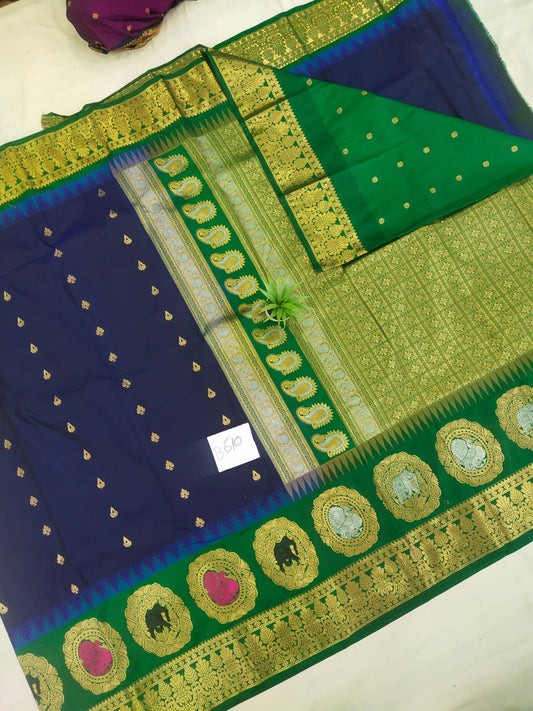Gadwal semi pattu Meena butta with blouse sarees 060825 S2 B