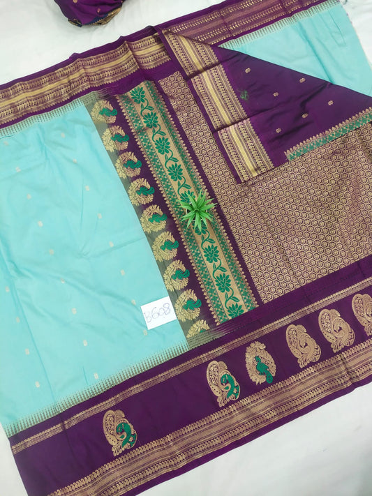 Gadwal semi pattu Meena butta with blouse sarees 060825 S2 B