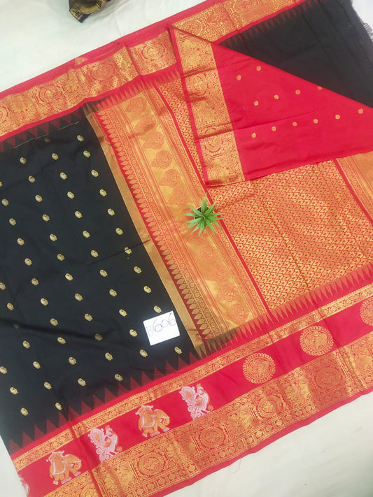 Gadwal semi pattu Meena butta with blouse sarees 060825 S2 B