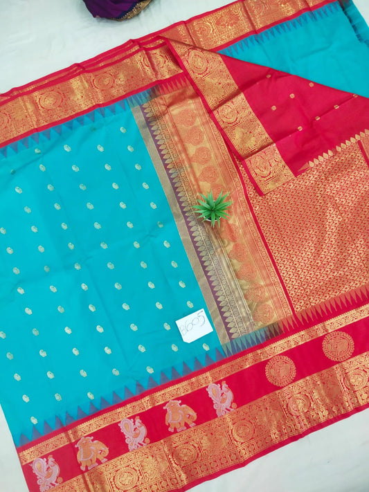 Gadwal semi pattu Meena butta with blouse sarees 060825 S2 B
