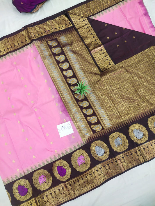 Gadwal semi pattu Meena butta with blouse sarees 060825 S2 B