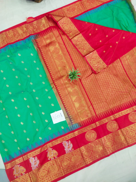 Gadwal semi pattu Meena butta with blouse sarees 060825 S2 B