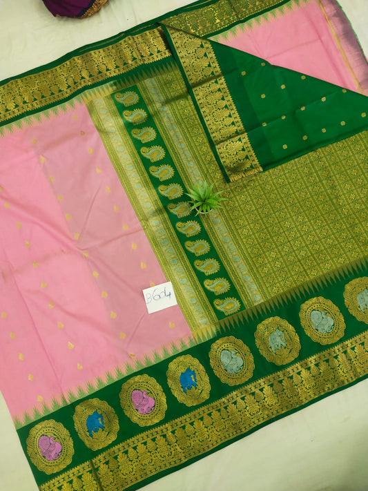 Gadwal semi pattu Meena butta with blouse sarees 060825 S2 B (Copy)