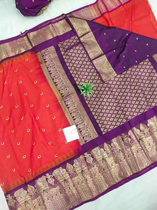 Gadwal semi pattu Meena butta with blouse sarees 060825 S2 B