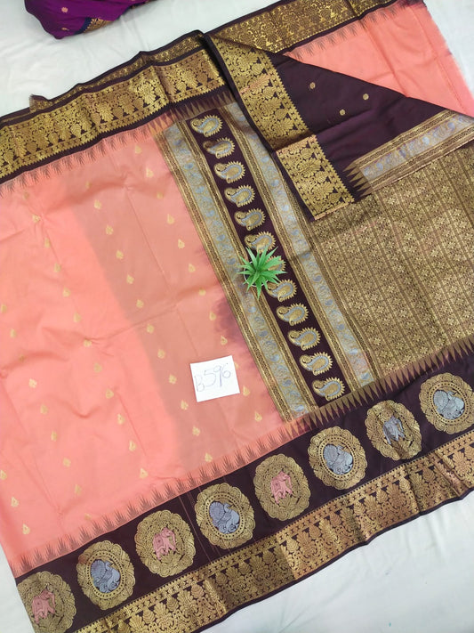 Gadwal semi pattu Meena butta with blouse sarees 060825 S2 B