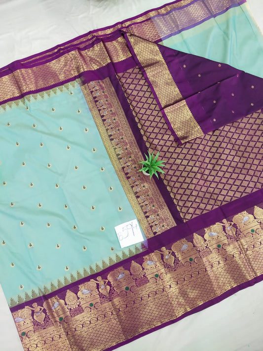 Gadwal semi pattu Meena butta with blouse sarees 060825 S2 B