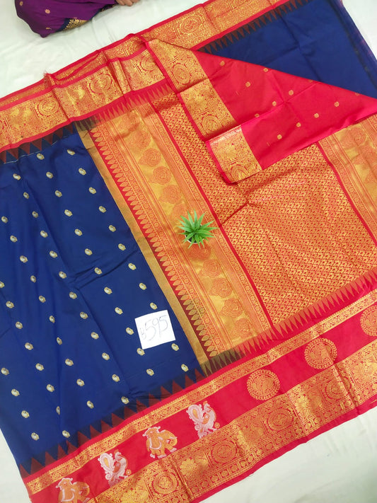 Gadwal semi pattu Meena butta with blouse sarees 060825 S2 B