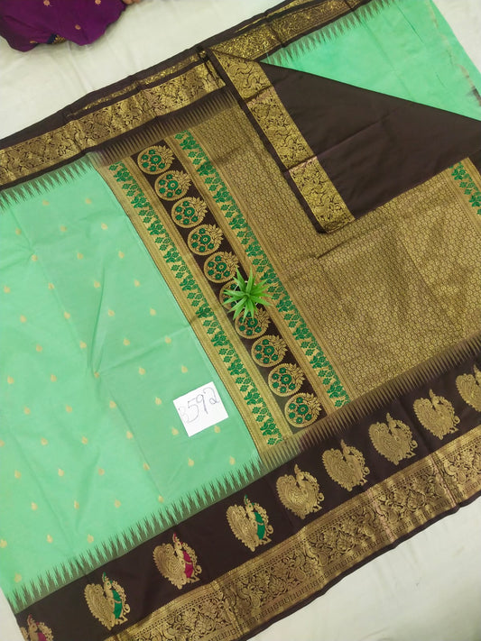 Gadwal semi pattu Meena butta with blouse sarees 060825 S2 B