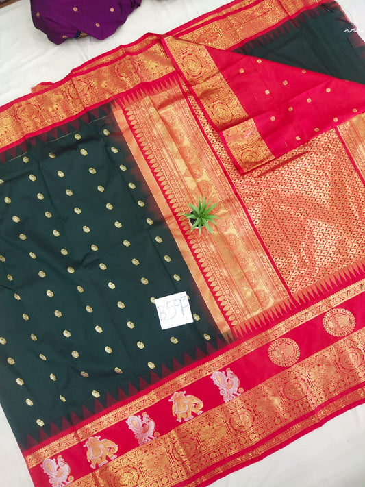 Gadwal semi pattu Meena butta with blouse sarees 060825 S2 B