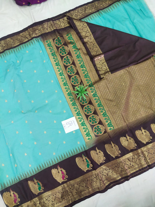 Gadwal semi pattu Meena butta with blouse sarees 060825 S2 B